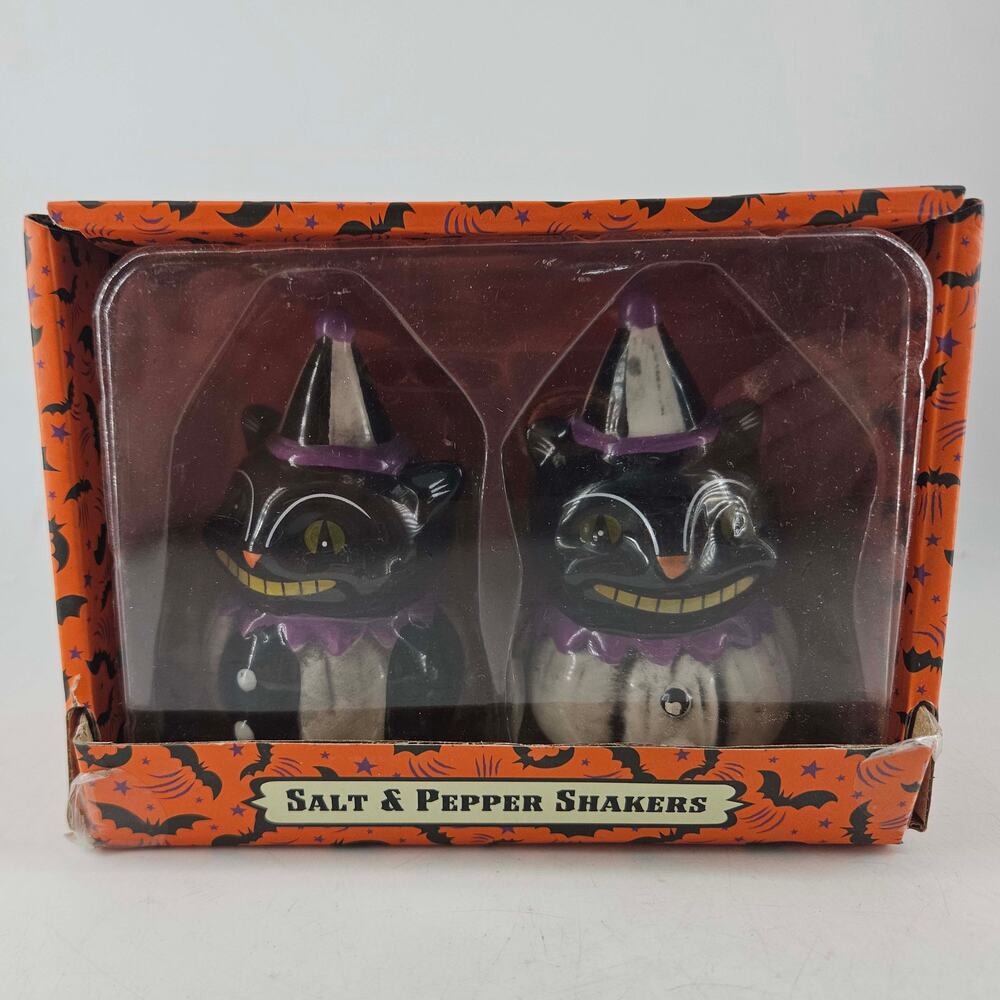 Johanna Parker Halloween black cat Salt & Pepper Shaker set - Picture 2 of 7